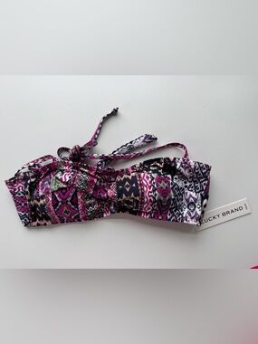 Lucky Brand Printed Bandeau Boho Bikini Top NWT Size Small